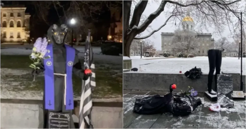 Estatua demoníaca destruida tras 48 horas de su instalación