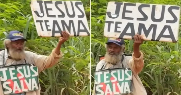 Indigente predica la Palabra de Dios en carretera