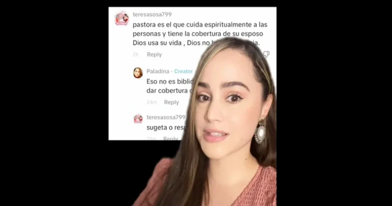 Youtuber cristiana Marjorie López con una captura de pantalla detrás de ella