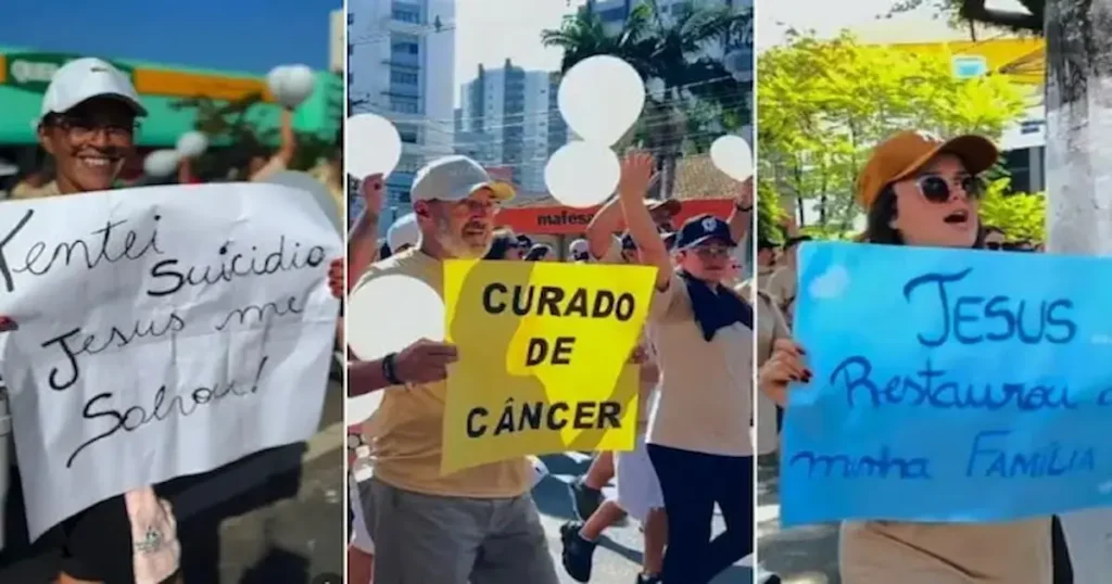 Antes de la marcha, los cristianos se reunieron en la principal avenida de la ciudad para realizar un acto de bautismo, donde 70 nuevos conversos dieron testimonio público de su fe en Jesús.