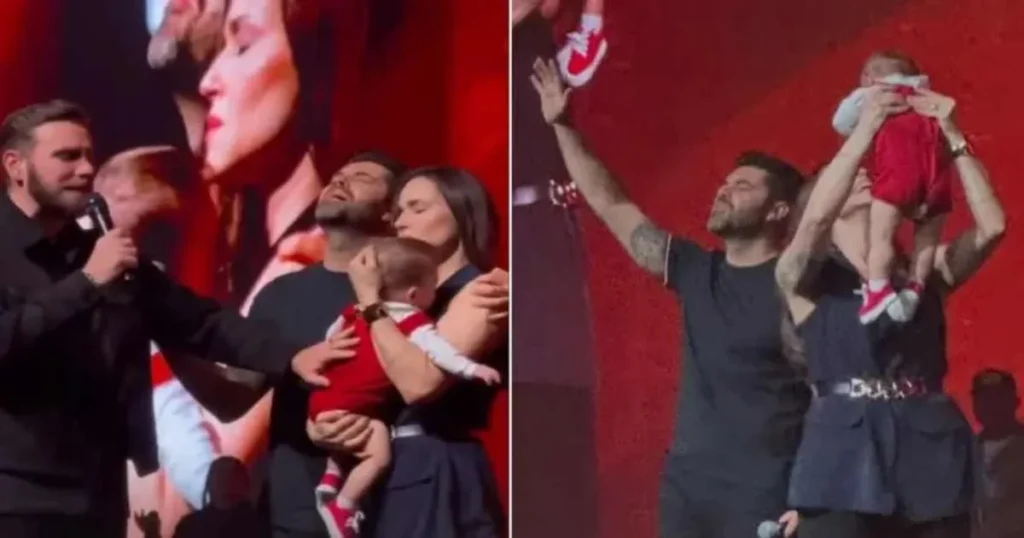 Nadja e seu esposo apresentando seu filho ao Senhor