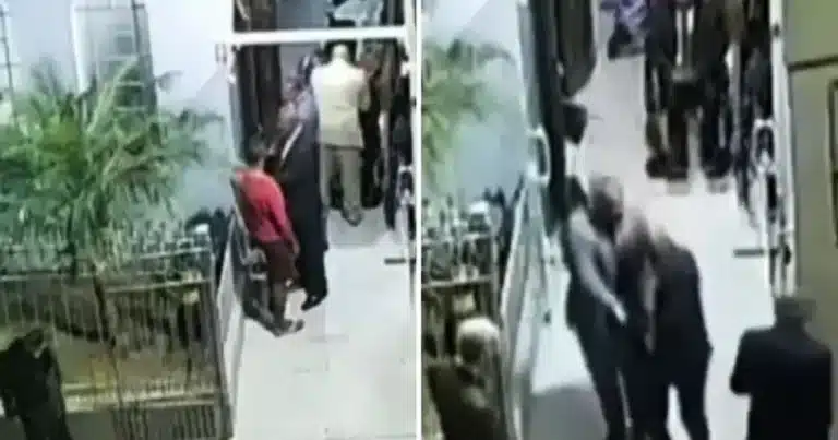 Momentos en que un hombre apuñala a un portero de una iglesia evangélica en Sao Paulo Brasil