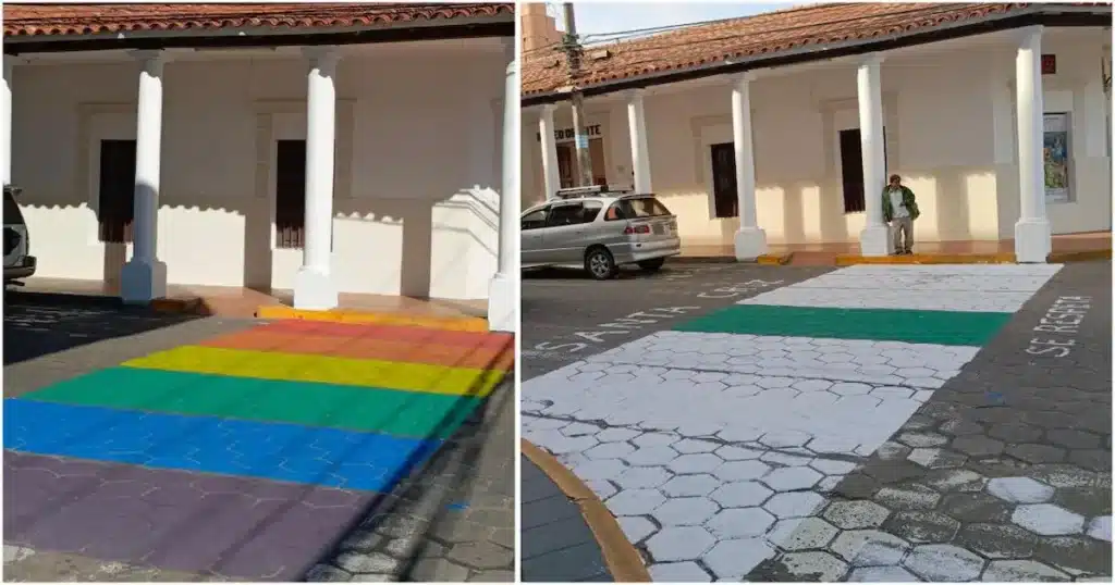 Una intervención realizada por el colectivo LG TV+ en el centro de Santa Cruz de la Sierra, generó controversia este lunes por la noche, luego de que el paso de cebra, pintado con los colores del arcoíris, símbolo del orgullo LGBTQ+,