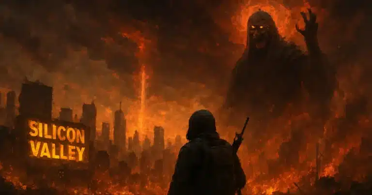 ilustracion del anticristo relacionada con sillicon valley y la inteligencia artificial