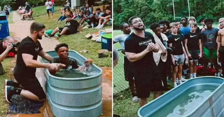 El pasado 7 de octubre, once jugadores de los equipos universitario y junior universitario de la preparatoria Cary fueron bautizados.