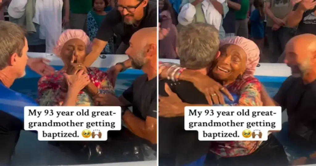 El emotivo bautizo de una mujer de 93 años se volvió viral en redes sociales tras ser compartido por su bisnieta, acumulando ya más de 600.000 visualizaciones