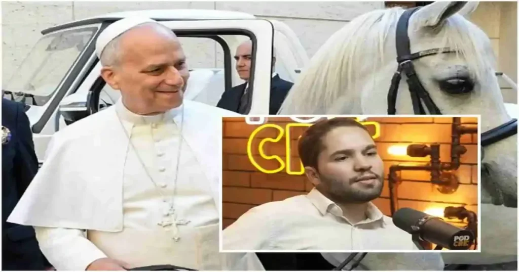 Fotos do Papa e de Vinícius Lana