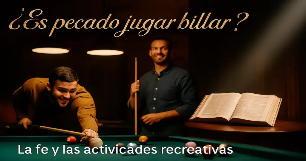 hombres jugando billar y una biblia abierta