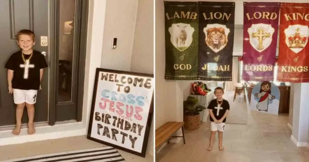 Foto de Cross em sua festa com tema de Jesus.