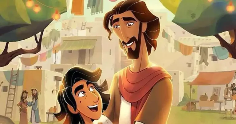 Foto de animación que presenta a Jesús desde la perspectiva de un niño.
