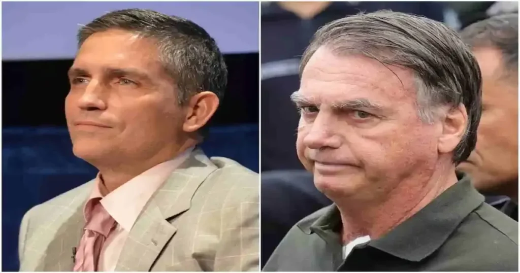 Foto de Jim Caviezel e de Jair Bolsonaro