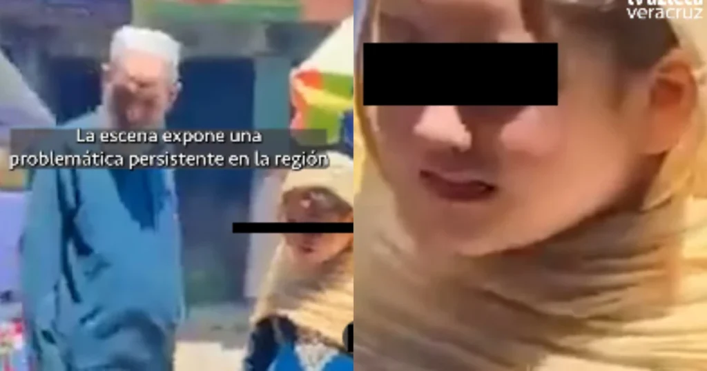 Foto de niña embarazada junto a hombre de 60 años.