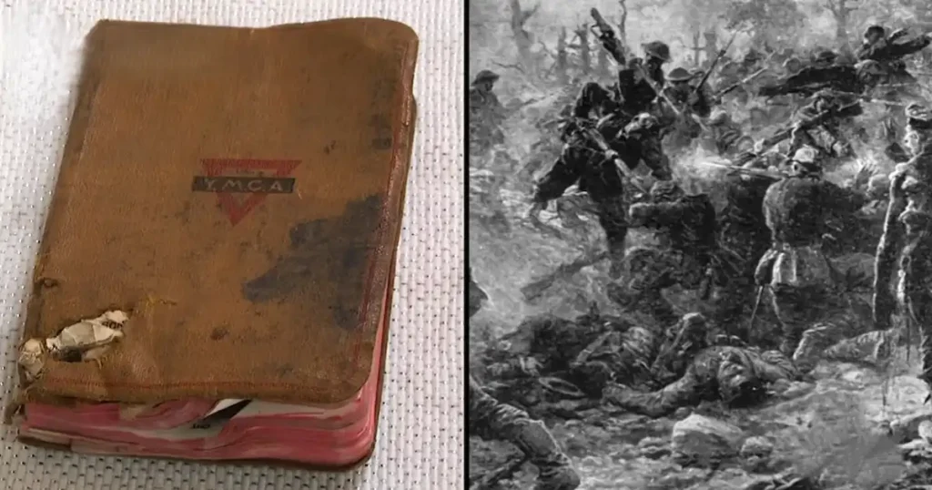 Biblia de la YMCA, considerada un amuleto milagroso por haber salvado la vida de un soldado británico en la Primera Guerra Mundial