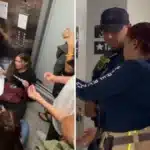 Foto de personas orando en un ascensor