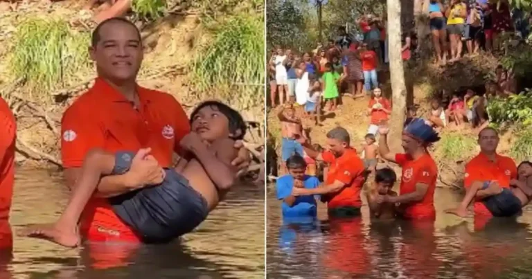 Indígenas bautizándose