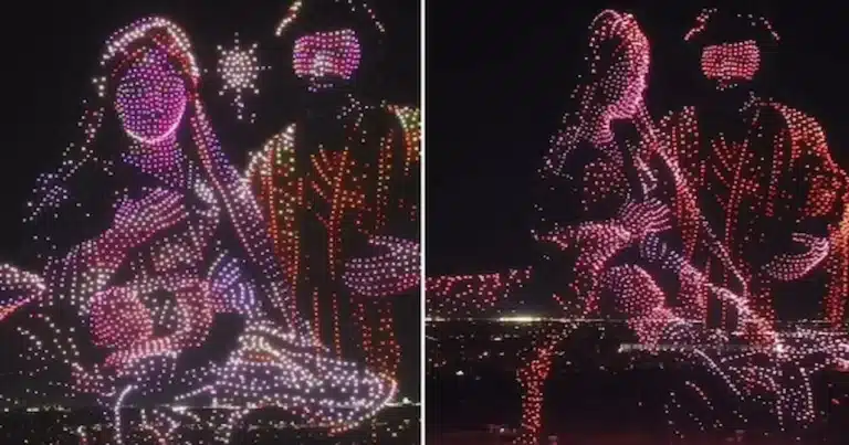 Mansfield, Texas, fue escenario de uno de los espectáculos navideños más impresionantes del año, cuando cinco mil drones iluminaron el cielo nocturno para recrear el nacimiento de Jesús