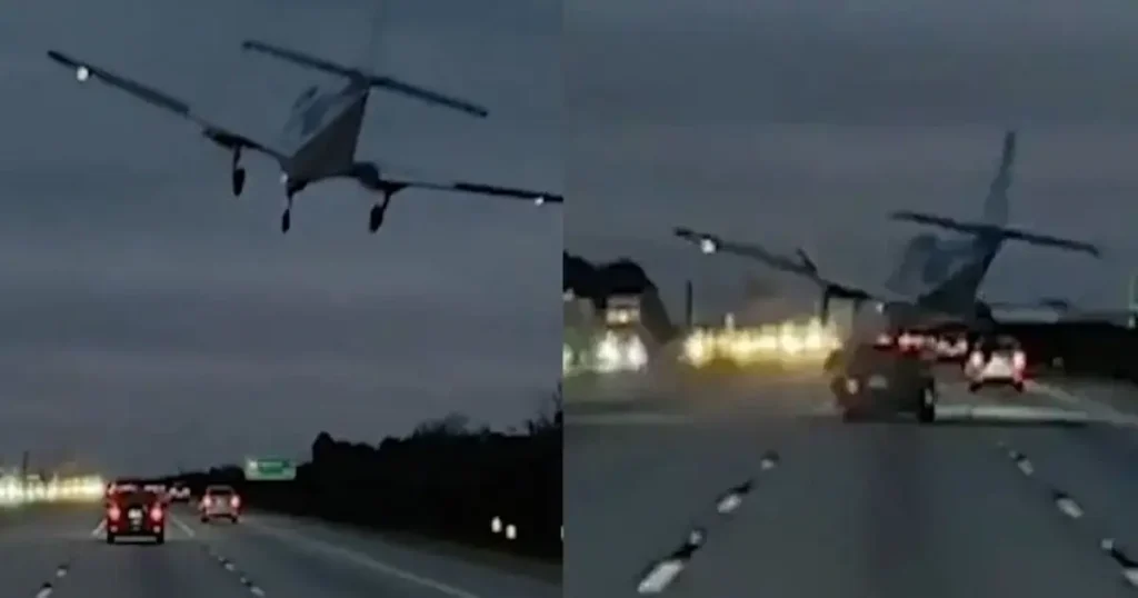 Un pequeño avión realizó un aterrizaje de emergencia sobre una de las carreteras más transitadas de Florida y terminó cayendo encima