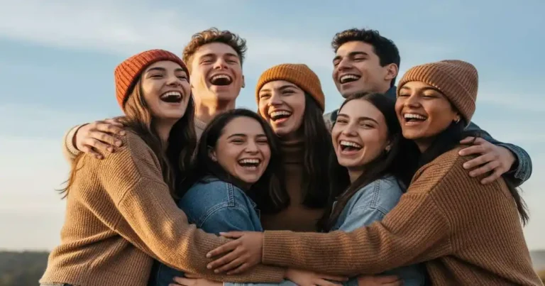 Foto de jóvenes de la generación Millennials abrazados