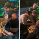 El video muestra el momento en que Nick es llevado por un grupo de amigos hasta la piscina bautismal. Ante su imposibilidad de caminar, los hombres lo cargan