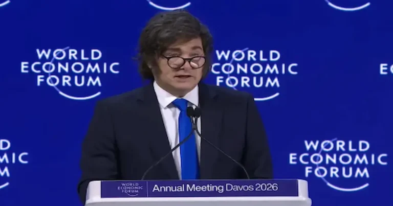 Durante la reunión anual del Foro Económico Mundial, celebrada este miércoles 21 de enero en Davos, Suiza, el presidente de Argentina, Javier Milei,