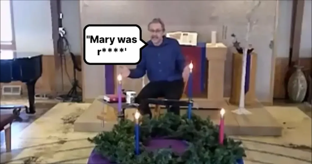 En su sermón, Greenlund afirmó que María no habría concebido de manera virginal, sino que —según su visión— habría sido violada.