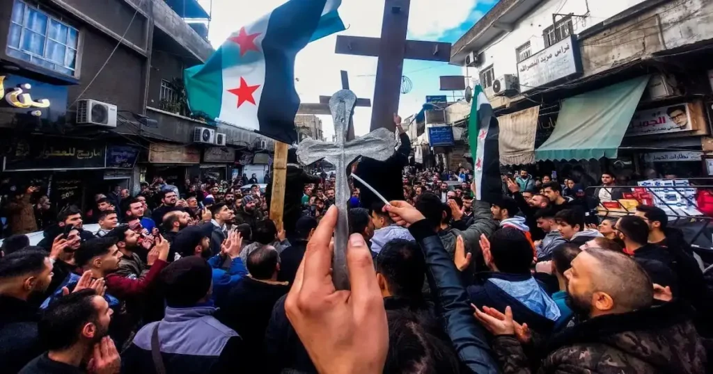 Protestas estallaron en la ciudad siria de Al-Suqaylabiyah luego de que residentes cristianos denunciaran ataques contra la comunidad cristiana local.