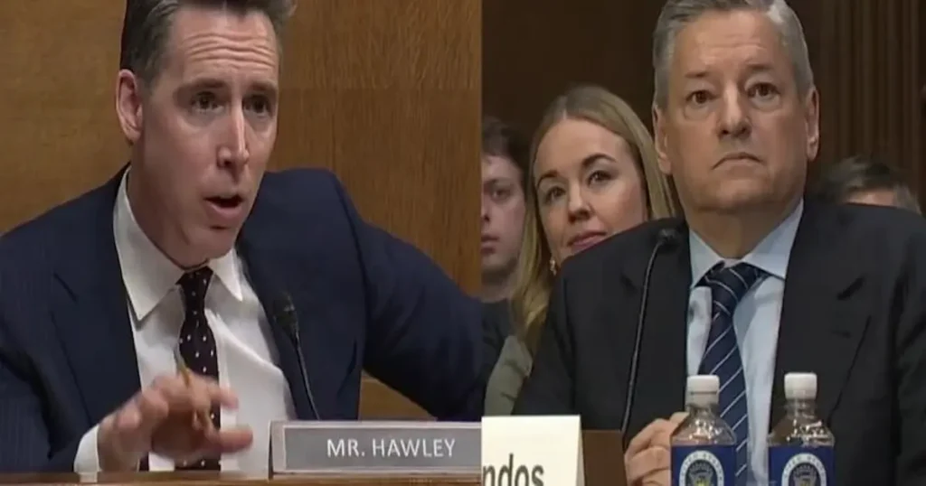 El senador republicano Josh Hawley protagonizó un tenso intercambio con el codirector ejecutivo de Netflix, Ted Sarandos, durante una audiencia del Senado