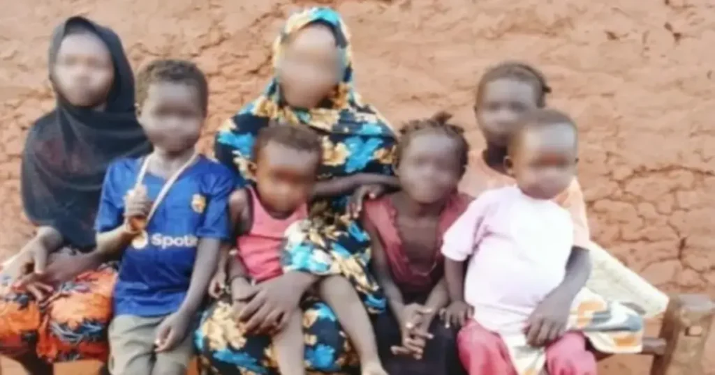 Una mujer embarazada identificada como Lulu huyó de Sudán junto a sus cinco hijos después de sufrir violencia doméstica